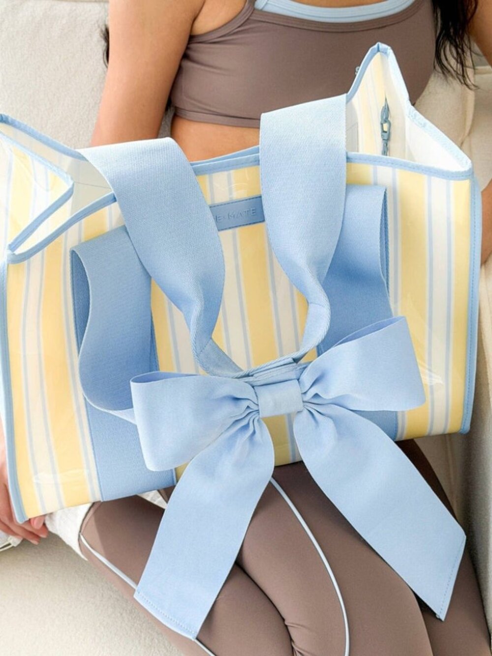 Case-Mate Cabana Striped Blue Bow Jelly Tote Waterproof Beach Bag Gym Travel NWT - Picture 6 of 8